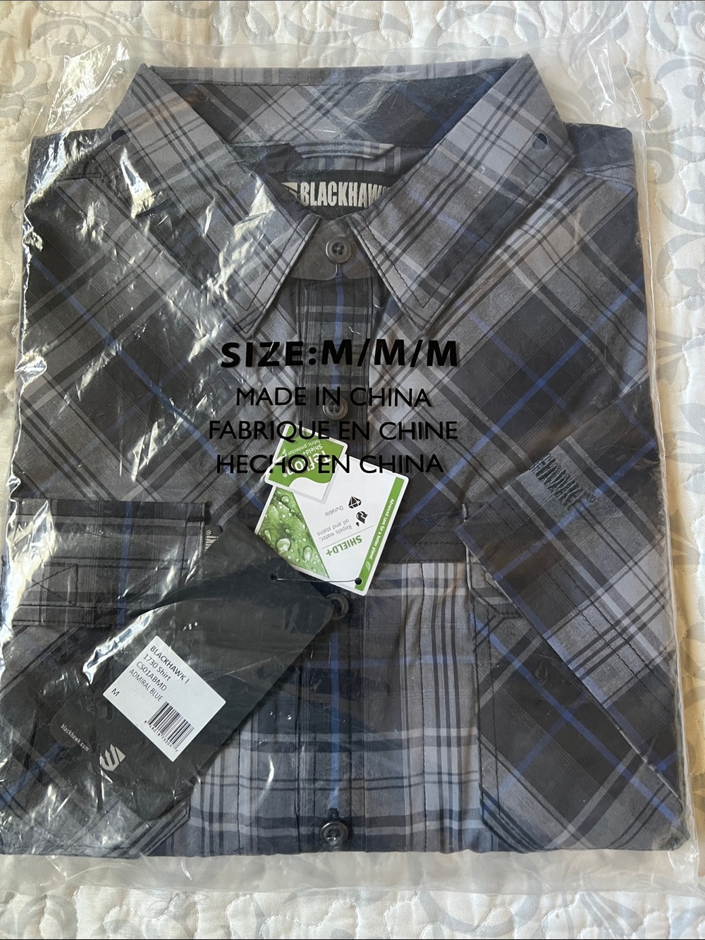 Blackhawk Men's Gray Plaid Long-Sleeve Button-Down Shirt. New With Tags